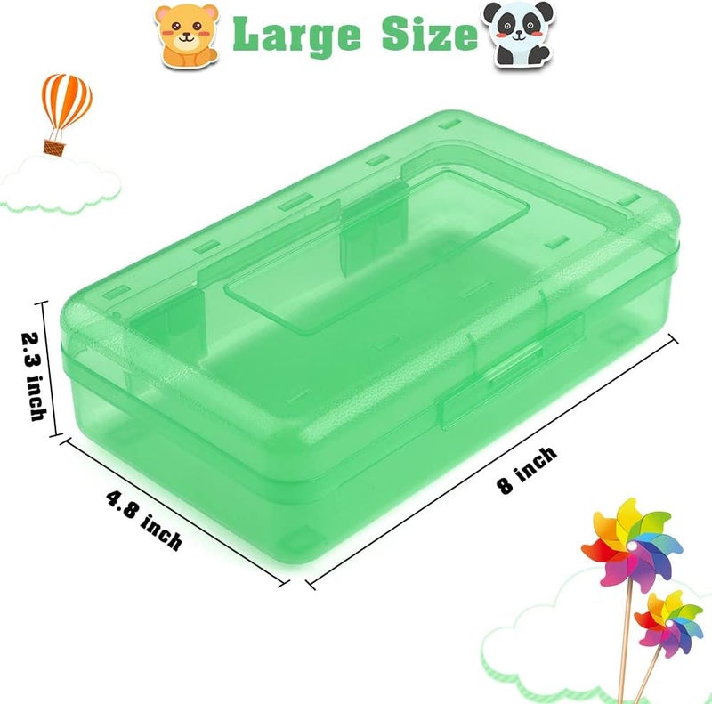 BOEIAC Pencil Case, Pencil Box, Large Pencil Case, 3 Pack Clear Pencil Case, Plastic Pencil Box, Crayon Box, Pink Purple Green Pencil Case, Hard Pencil Case for Kids, Plastic Storage Box for Office Supplies - Image 3